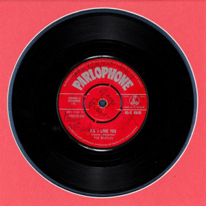 1962 - Love Me Do - 7 inch single, U.K., A-side label, signed by The Beatles